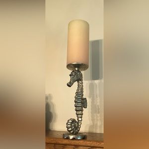 Cast iron sea horse candle holder, 9” inches tall, candle not included.